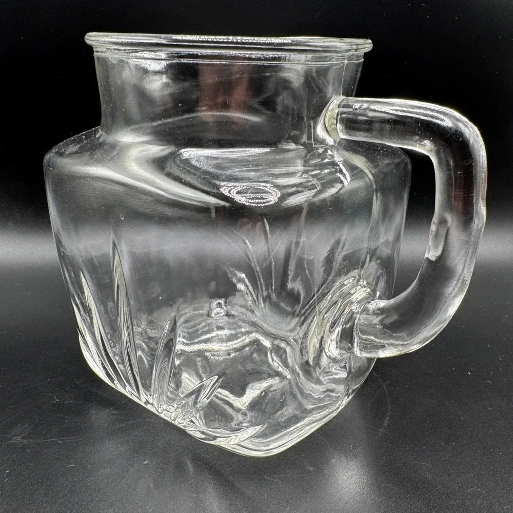 Vtg. Federal Glass Juice Pitcher Atomic Sunrise Star‎ Bottom Square Cottagecore